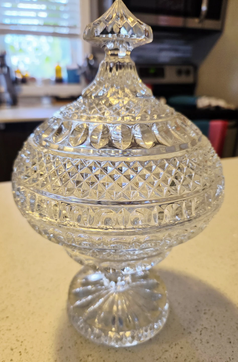 Vintage Crystal Candy Dish with Lid