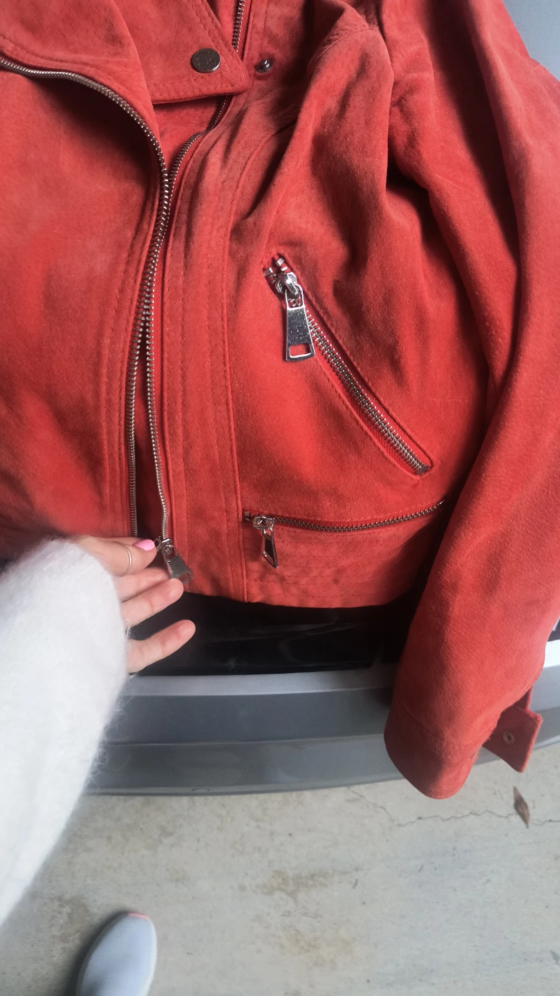 NEVER WORN Vero Moda Red Suede Moto Jacket - photo 2