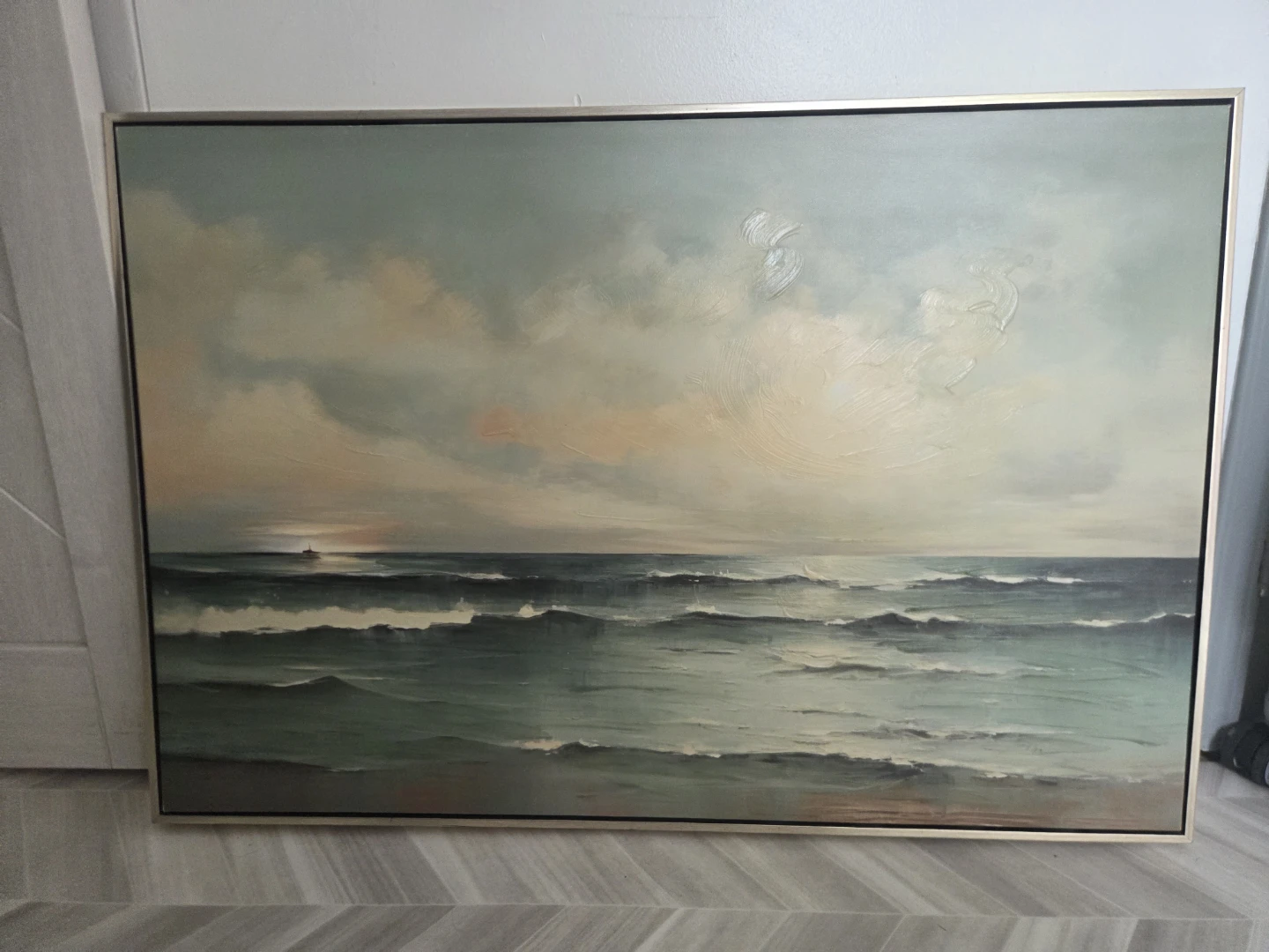 Large Framed Seascape Oil Painting
