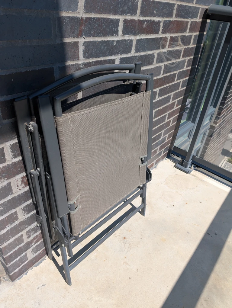 Two Grey Folding Patio Chairs - photo 2