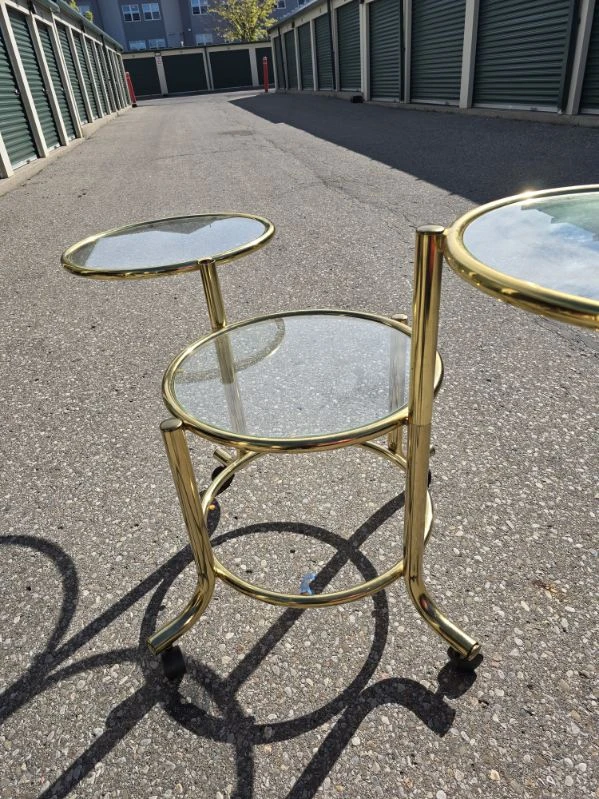 Vintage Brass and Glass Side Table - photo 3