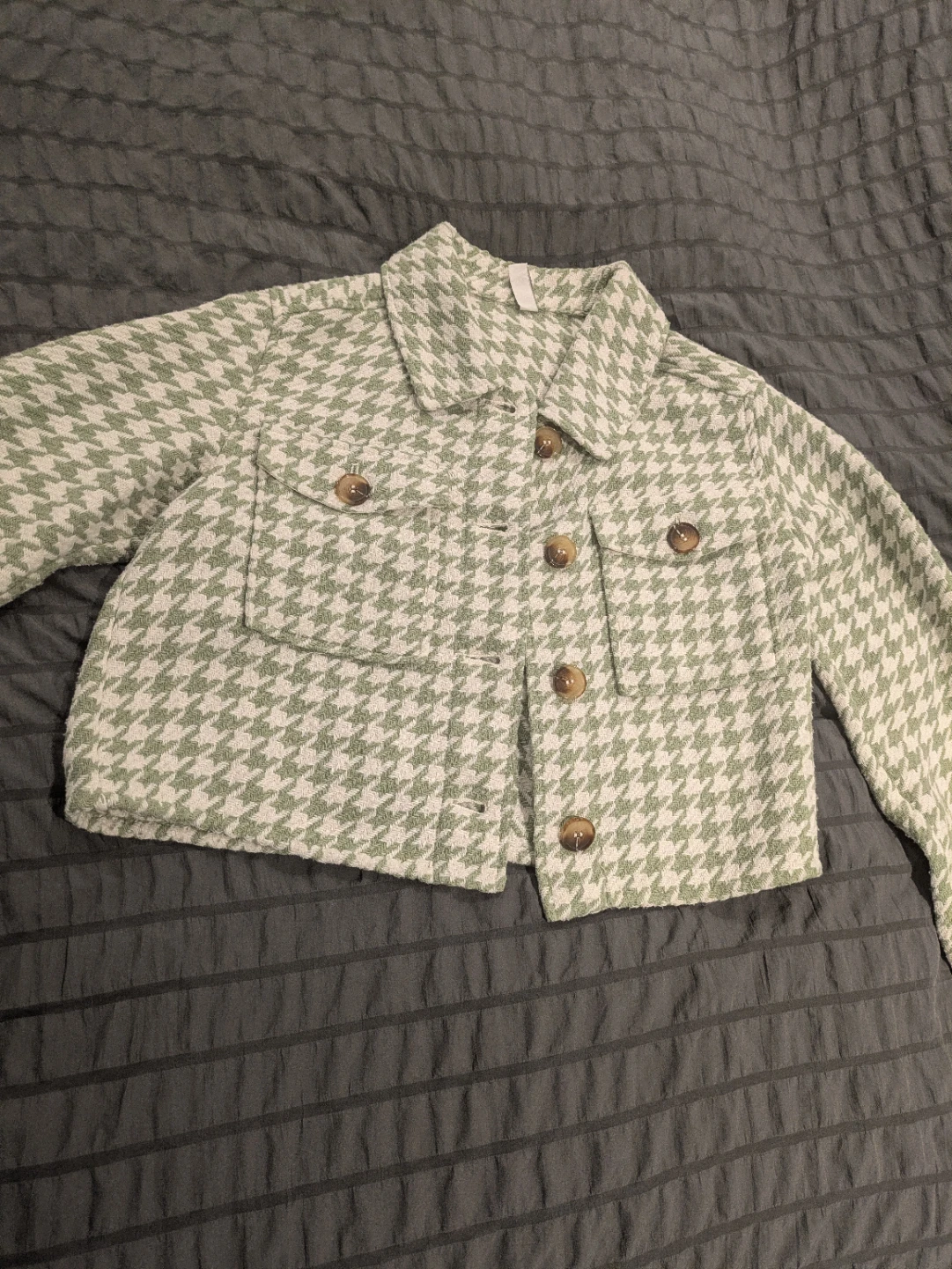 Green and white houndstooth jacket - size M - photo 3