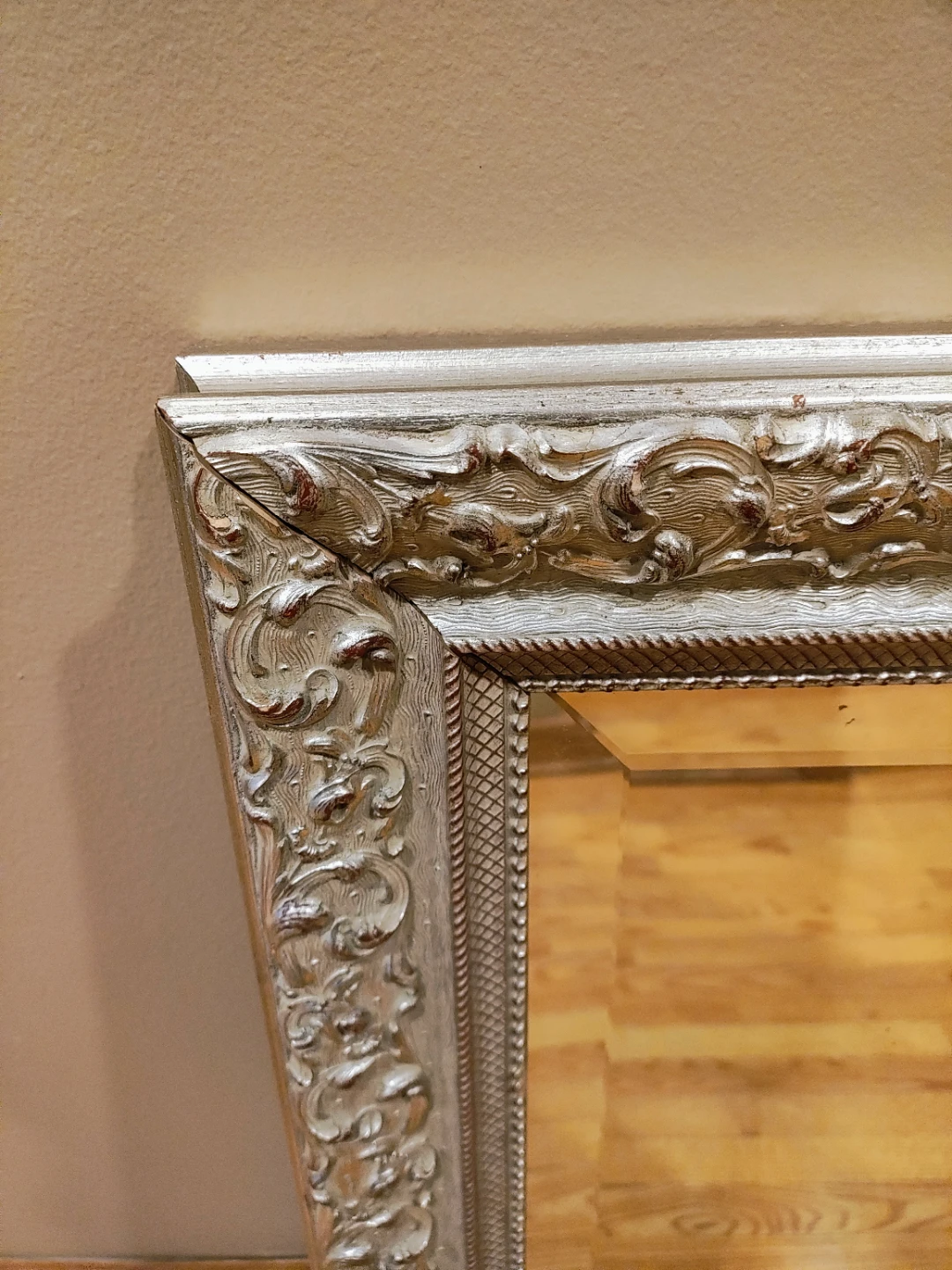Ornate Silver Framed Wall Mirror - photo 3