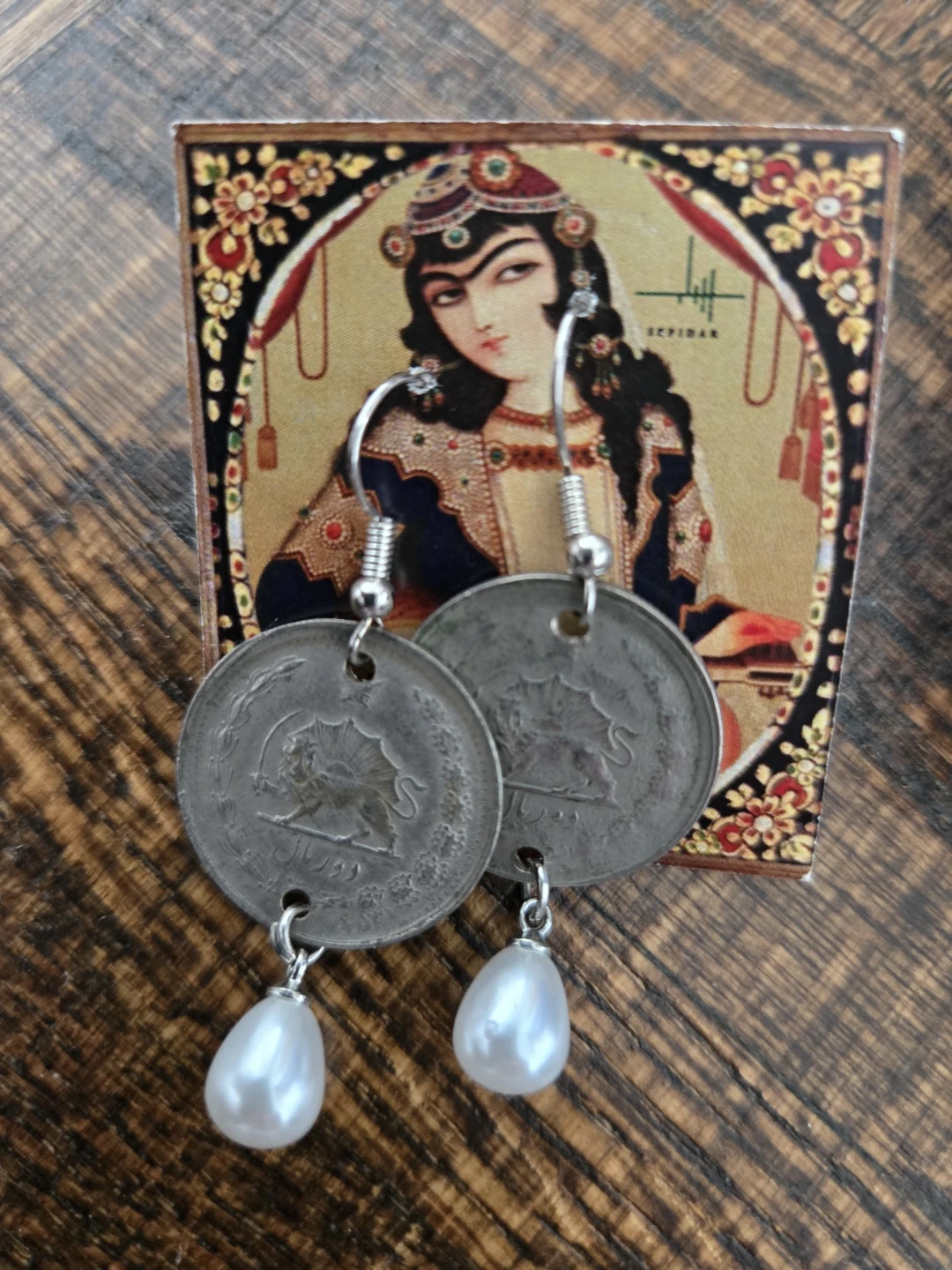 Sepidar Handiwork Coin and Pearl Drop Earrings - photo 2