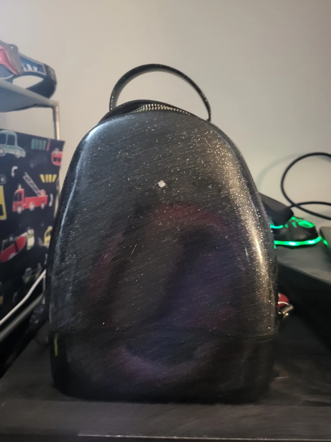 Black Glitter Mini Backpack