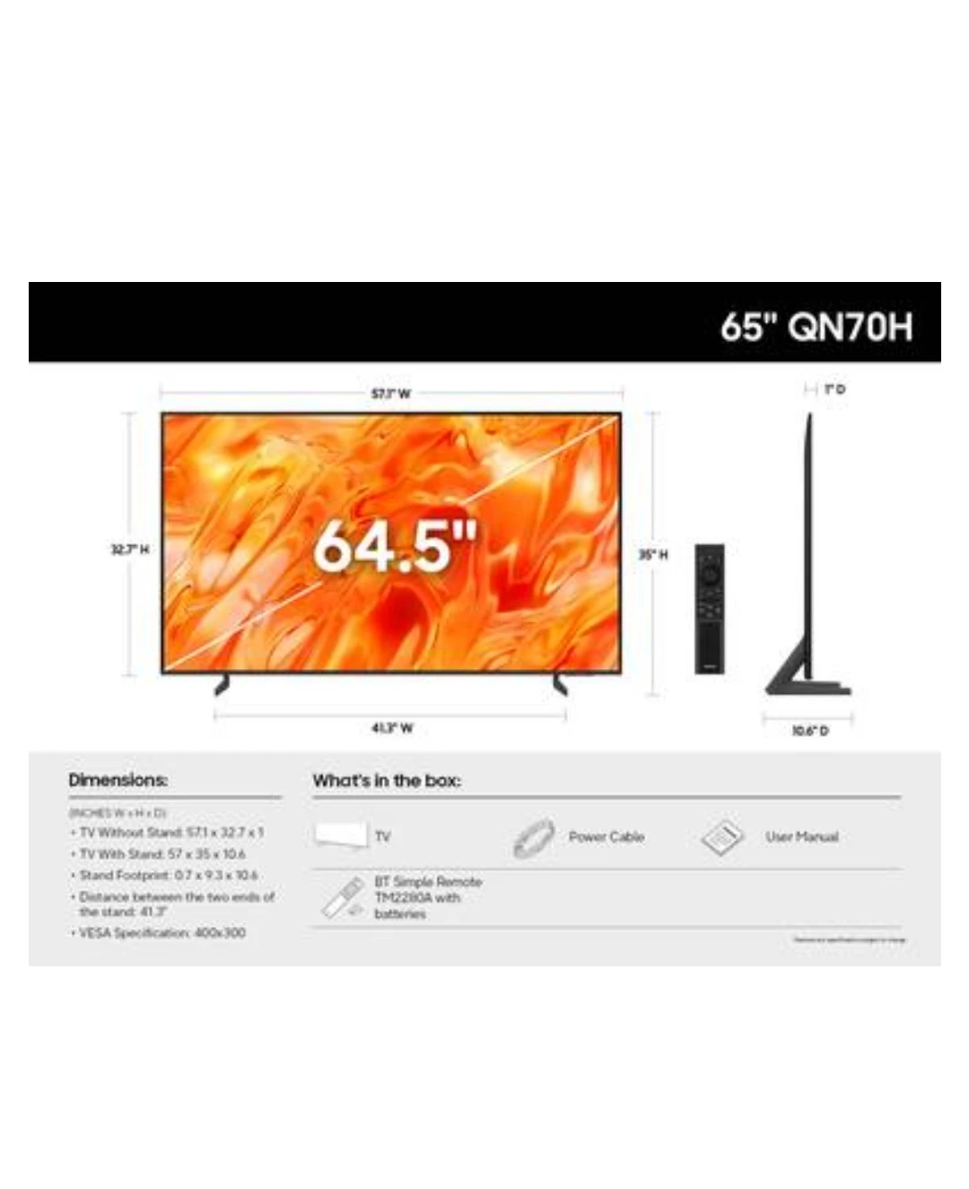 Samsung 65" Neo QLED QN70H TV - photo 3