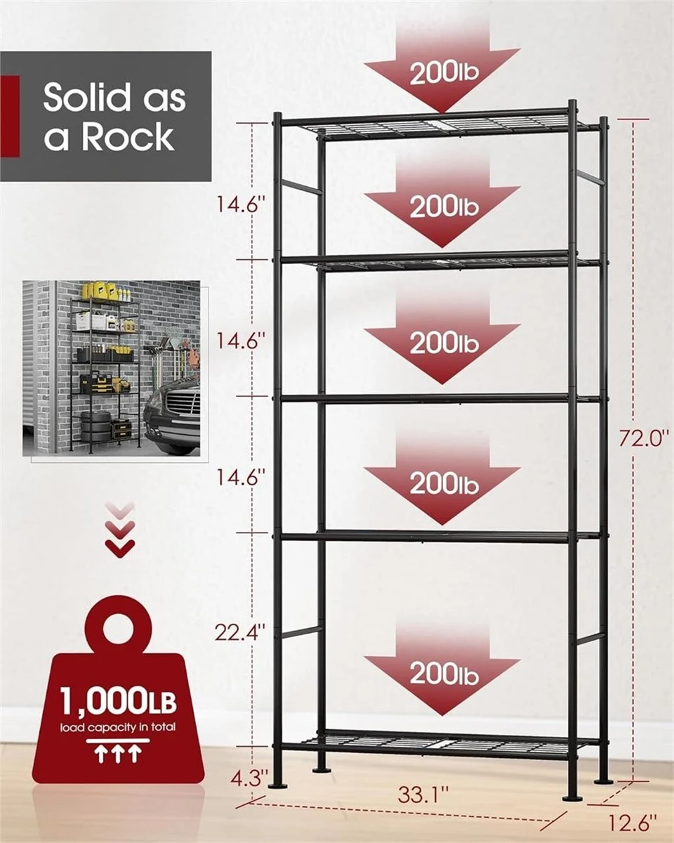 Sakugi 5-Tier Metal Storage Shelving Unit - photo 2