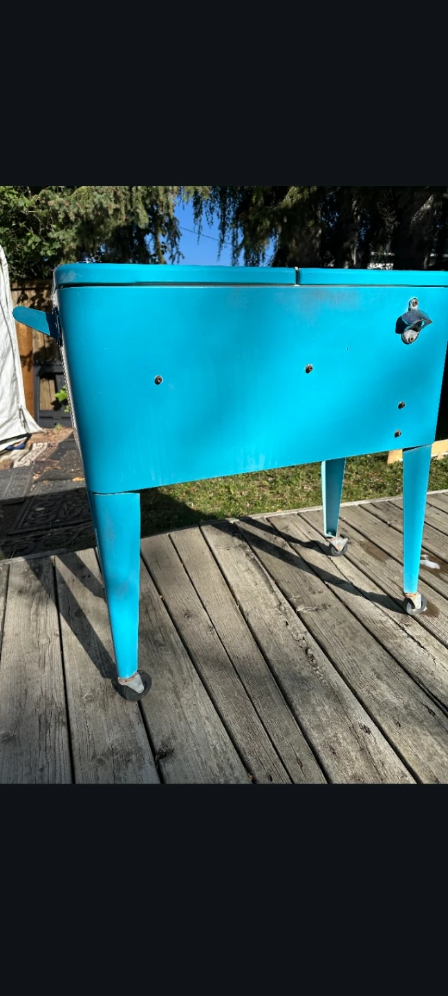 Vintage "COLD DRINKS" Cooler on Wheels - photo 2