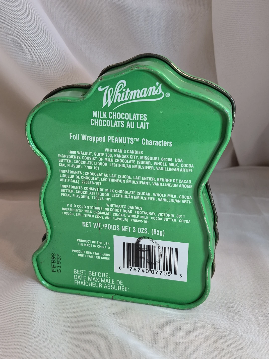 So Cute Vintage 5 1/2" x 4" x 1 1/4"  Snoopy Whitman's 1998 Tin - photo 5