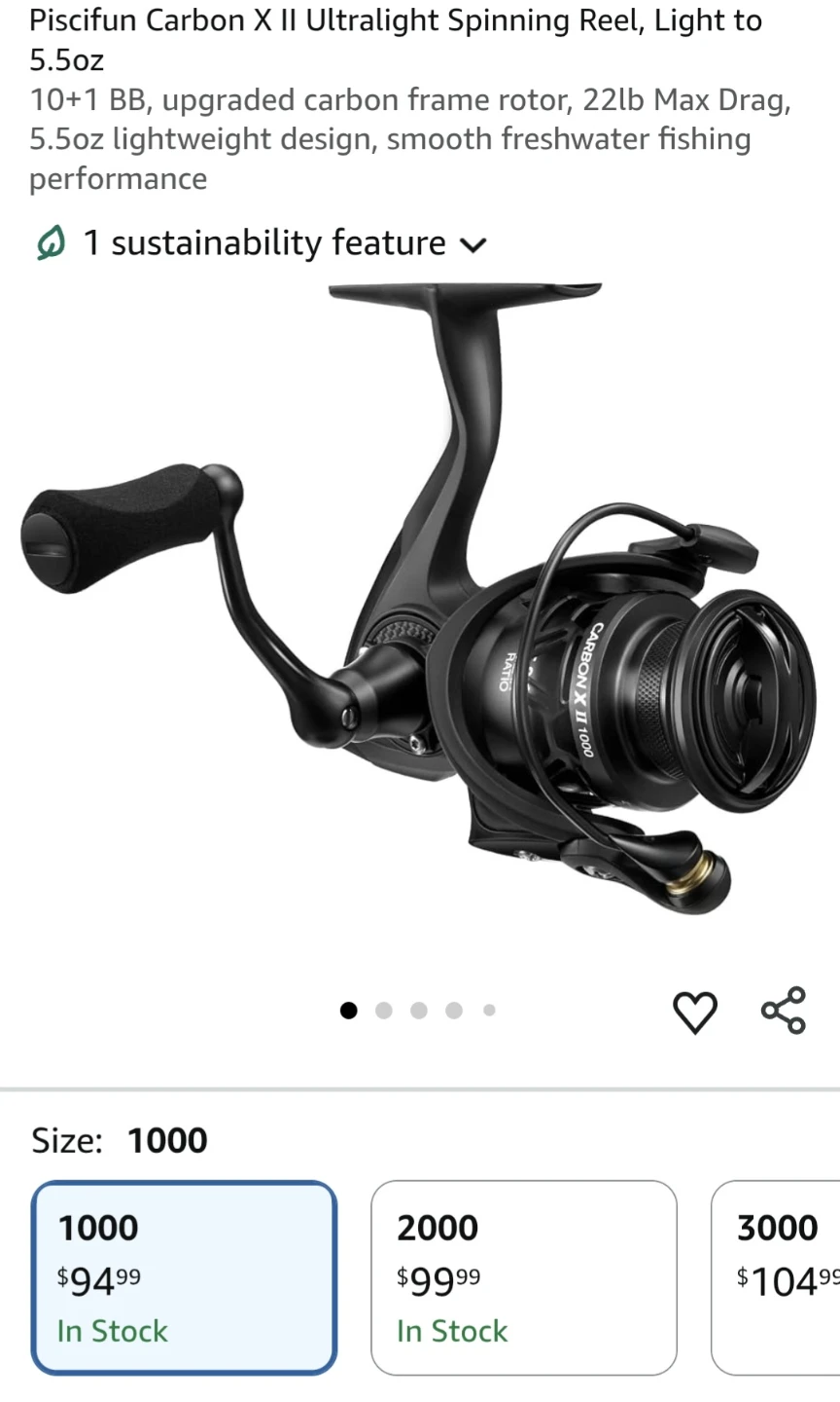 BRAND NEW Piscifun Carbon X II 1000 Spinning Reel