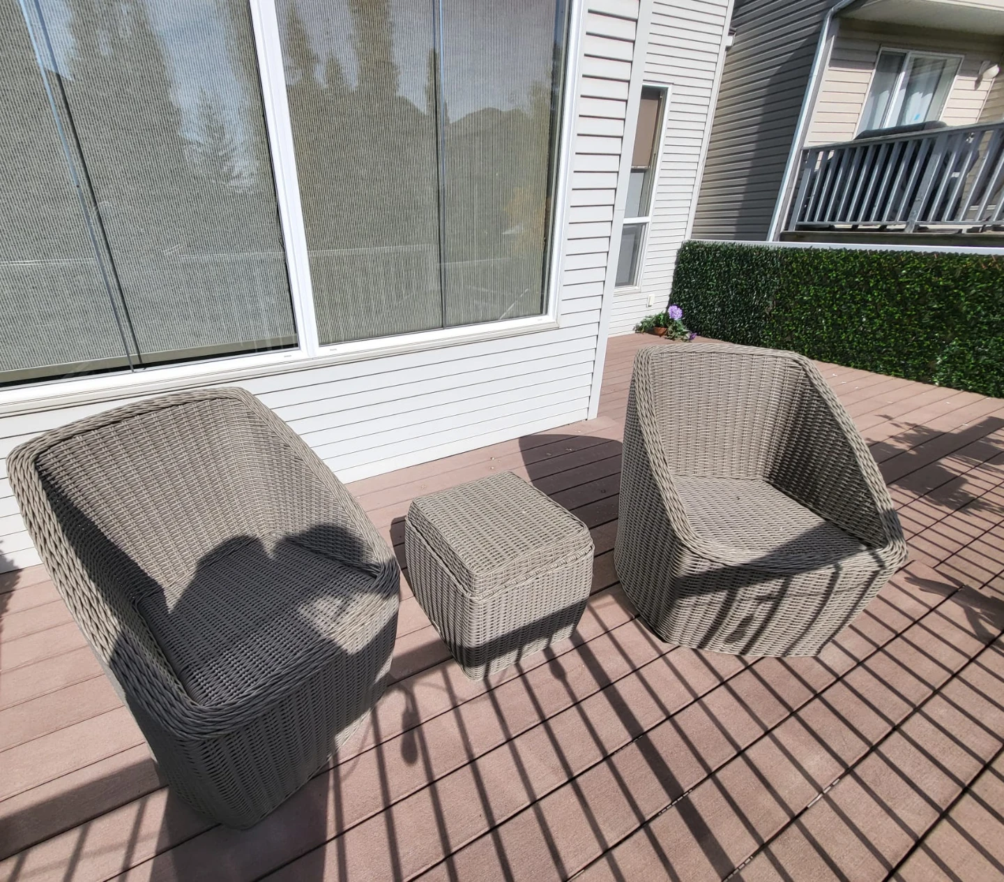 Wicker Patio Chair and Storage Ottoman Set