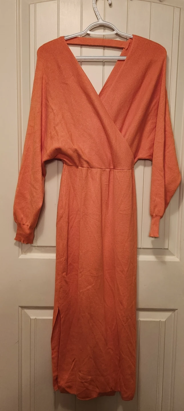 Orange Knit Maxi Dress 🏈