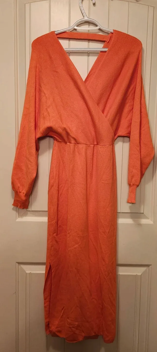 Orange Knit Maxi Dress 🏈