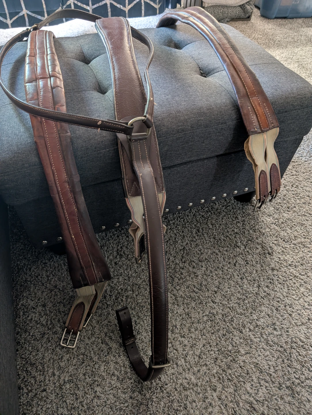 Leather Horse Girths and Breastplate set - photo 3