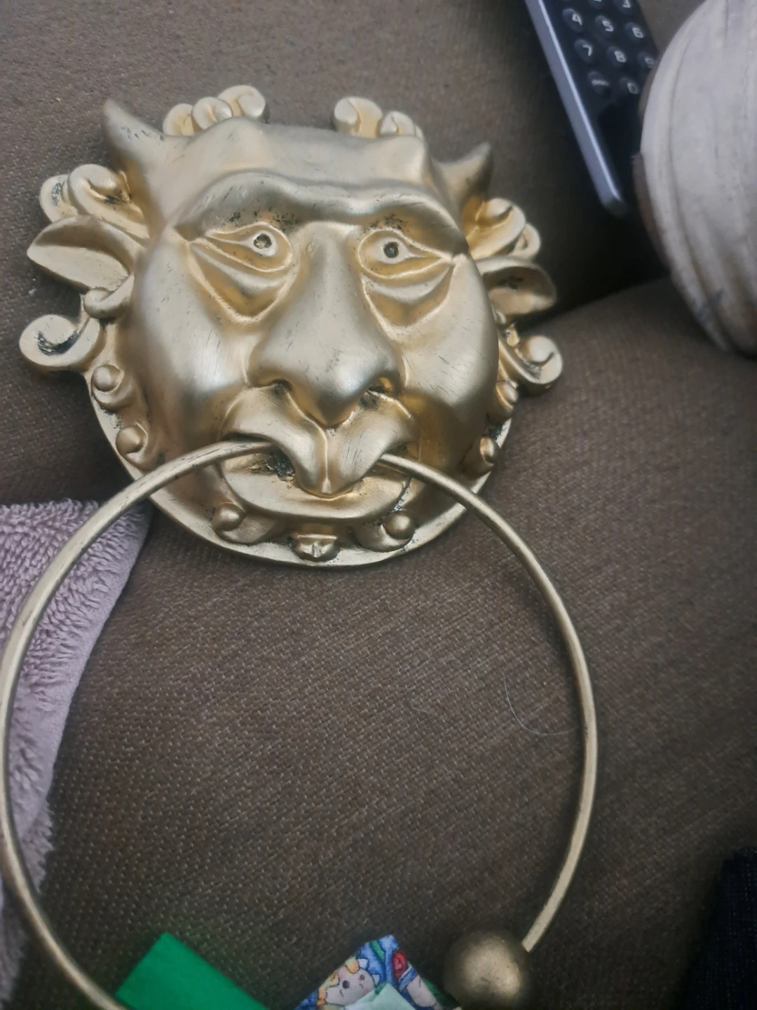 Vintage style gold lion head door knocker