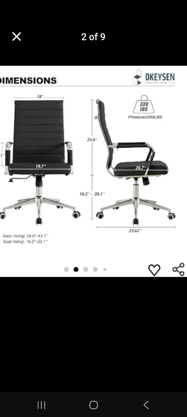 Okeysen Ergonomic Ribbed Office Chair - Black - photo 2