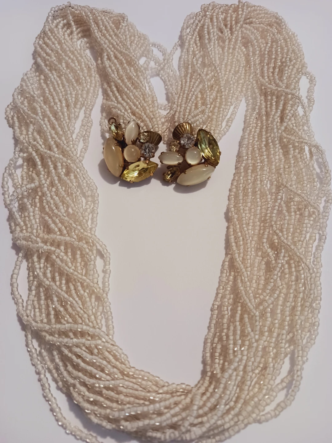 Multi-Strand Seed Bead Necklace with Gemstones  Clasp - photo 5