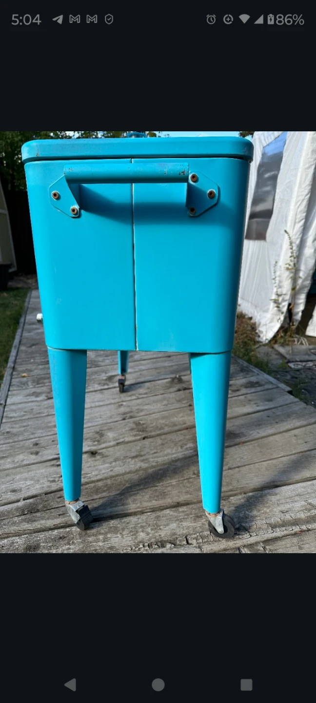 Vintage "COLD DRINKS" Cooler on Wheels - photo 4