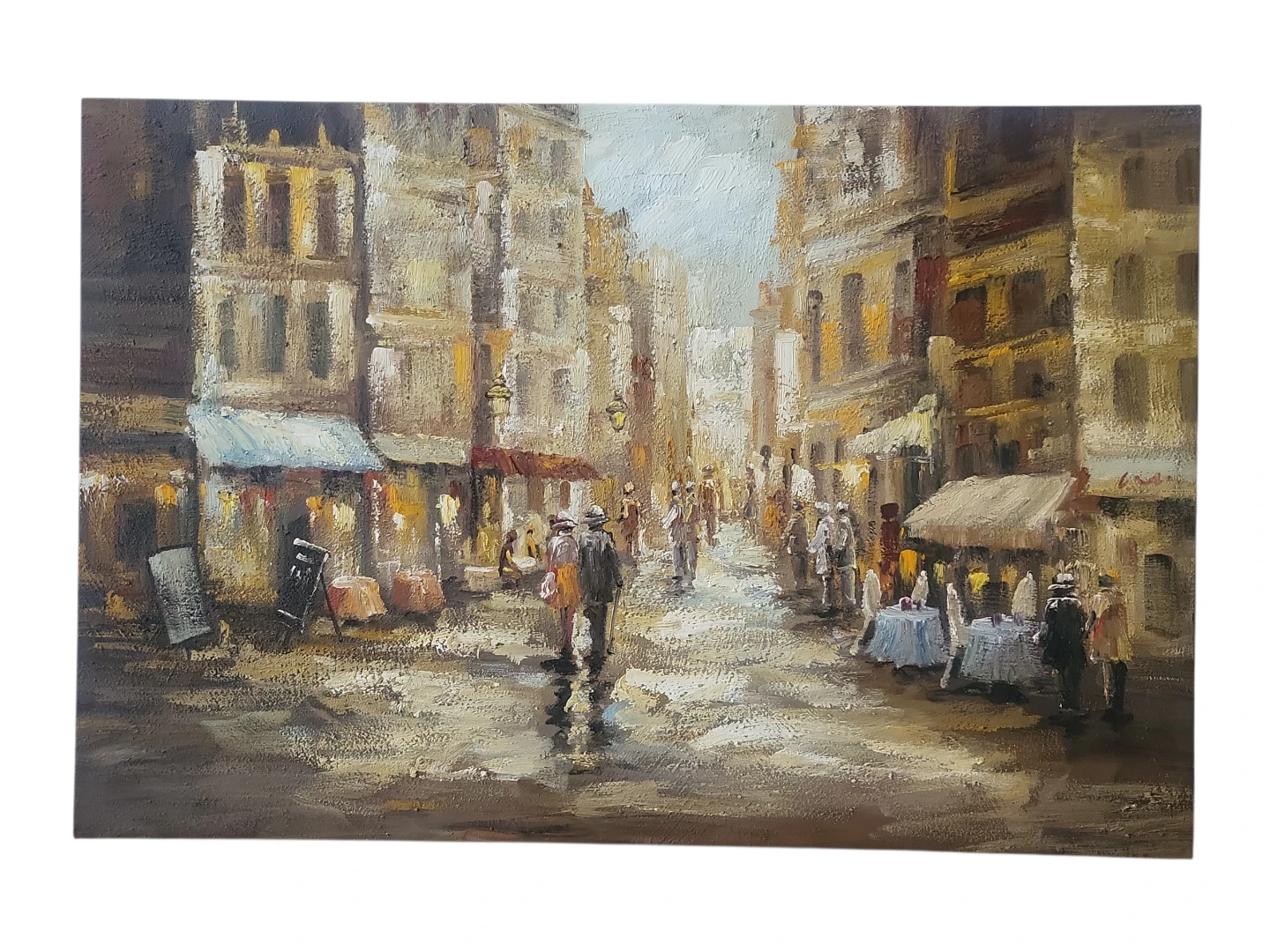 Large Original Oil Painting - Paris Street Scene 47" x 31" - photo 2