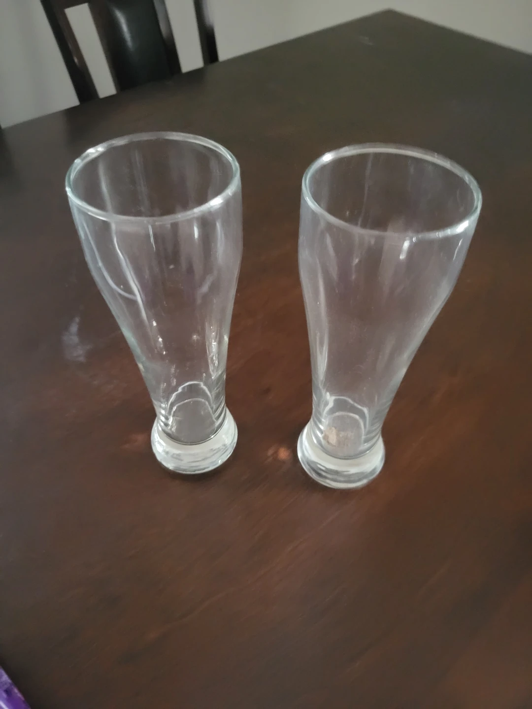 Two Clear Pilsner Beer Glasses