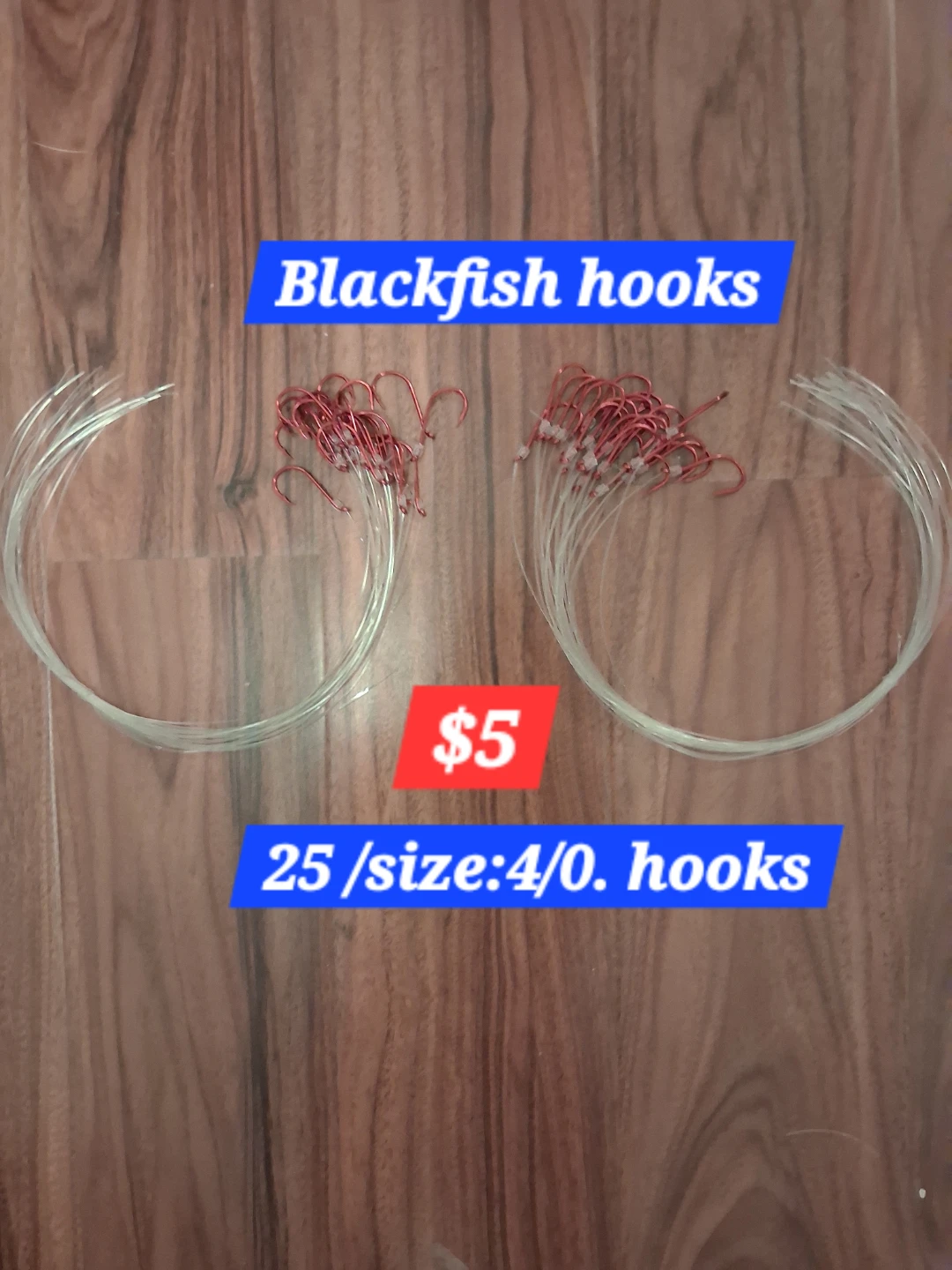25 Blackfish Fishing Hooks Size 4/0