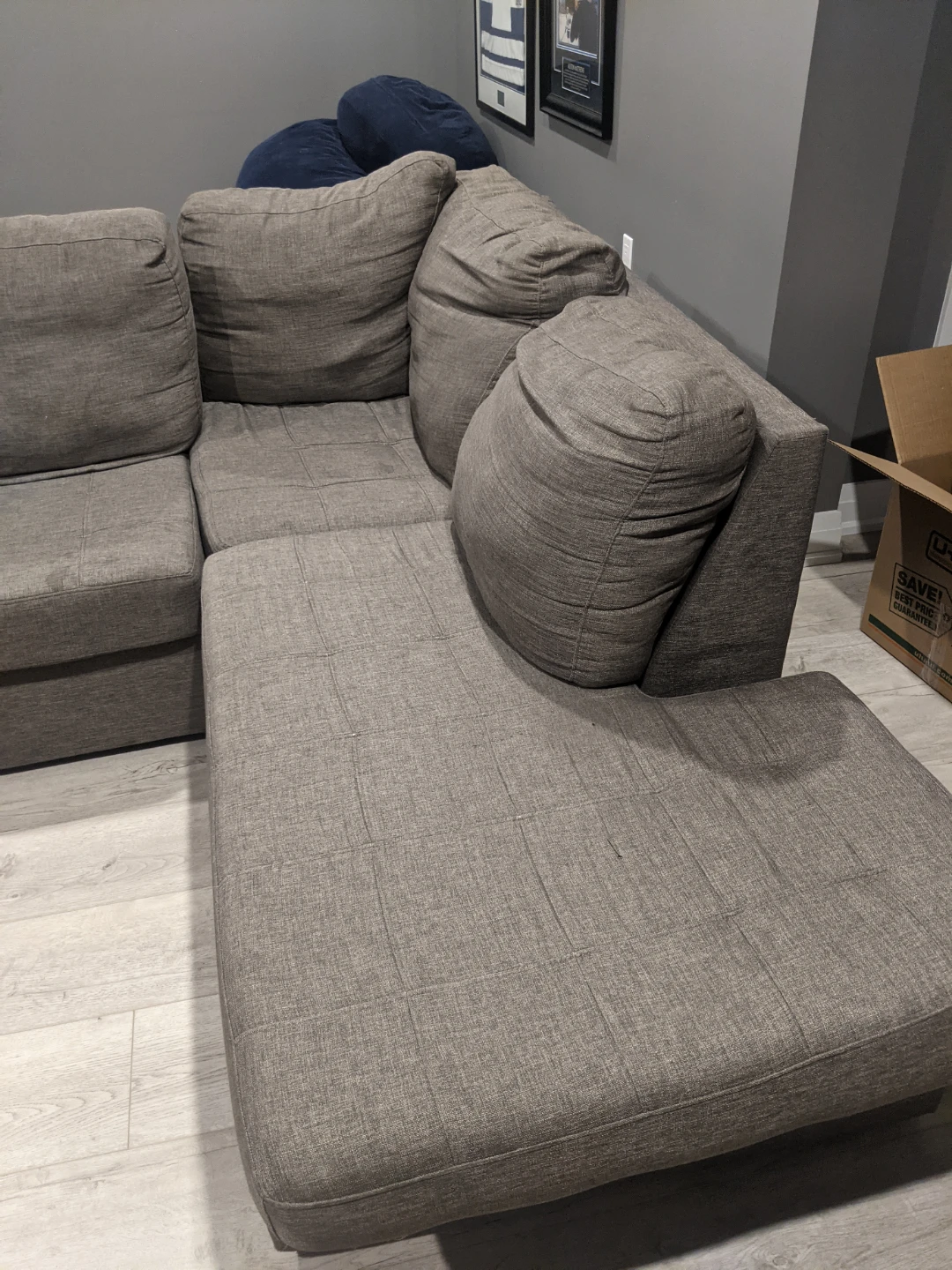 Grey sectional sofa with chaise - photo 2