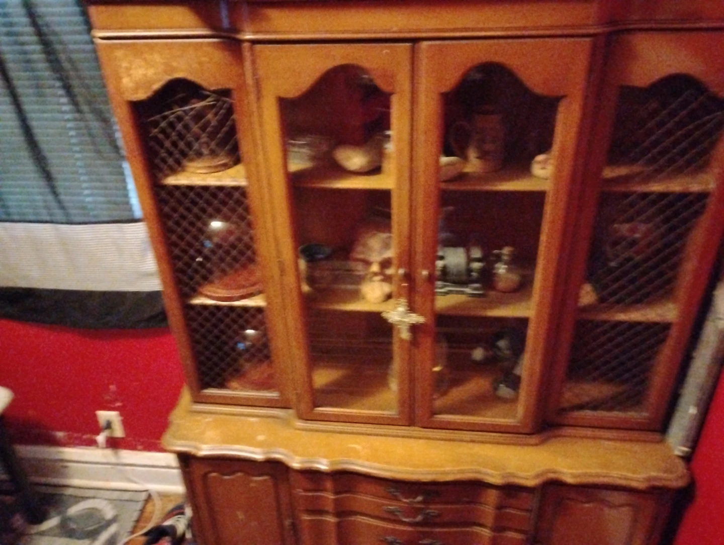 Wooden China Cabinet with Glass Doors