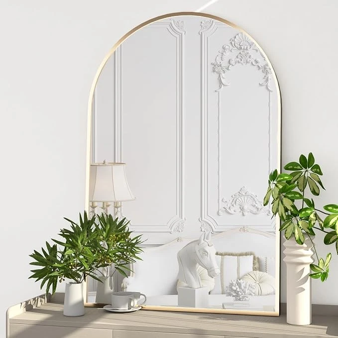 2 Arched Wall Mirror with Gold Frame - photo 2
