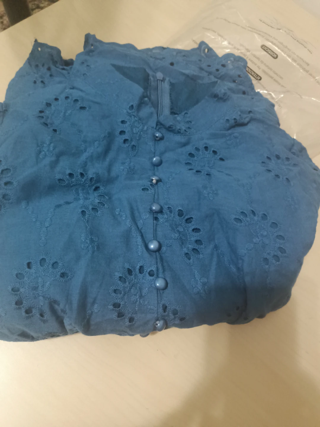 Blue Eyelet Button-Down Shirt🏈