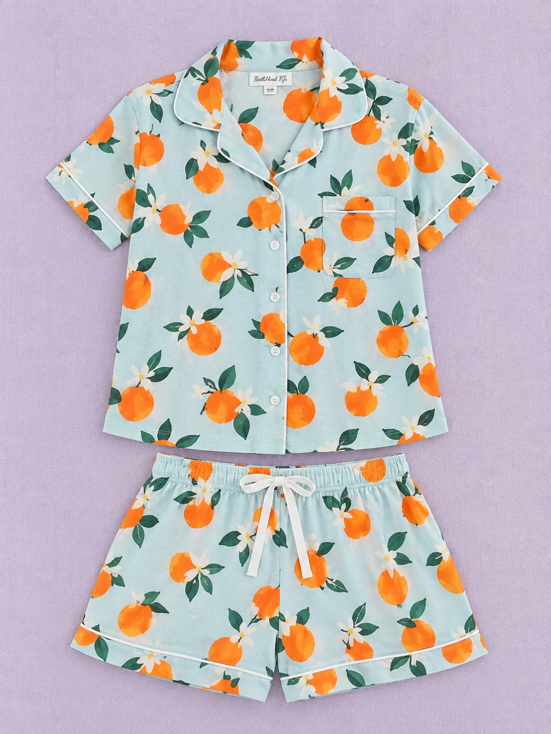 BathHood PJs Orange Print Short Pyjama Set