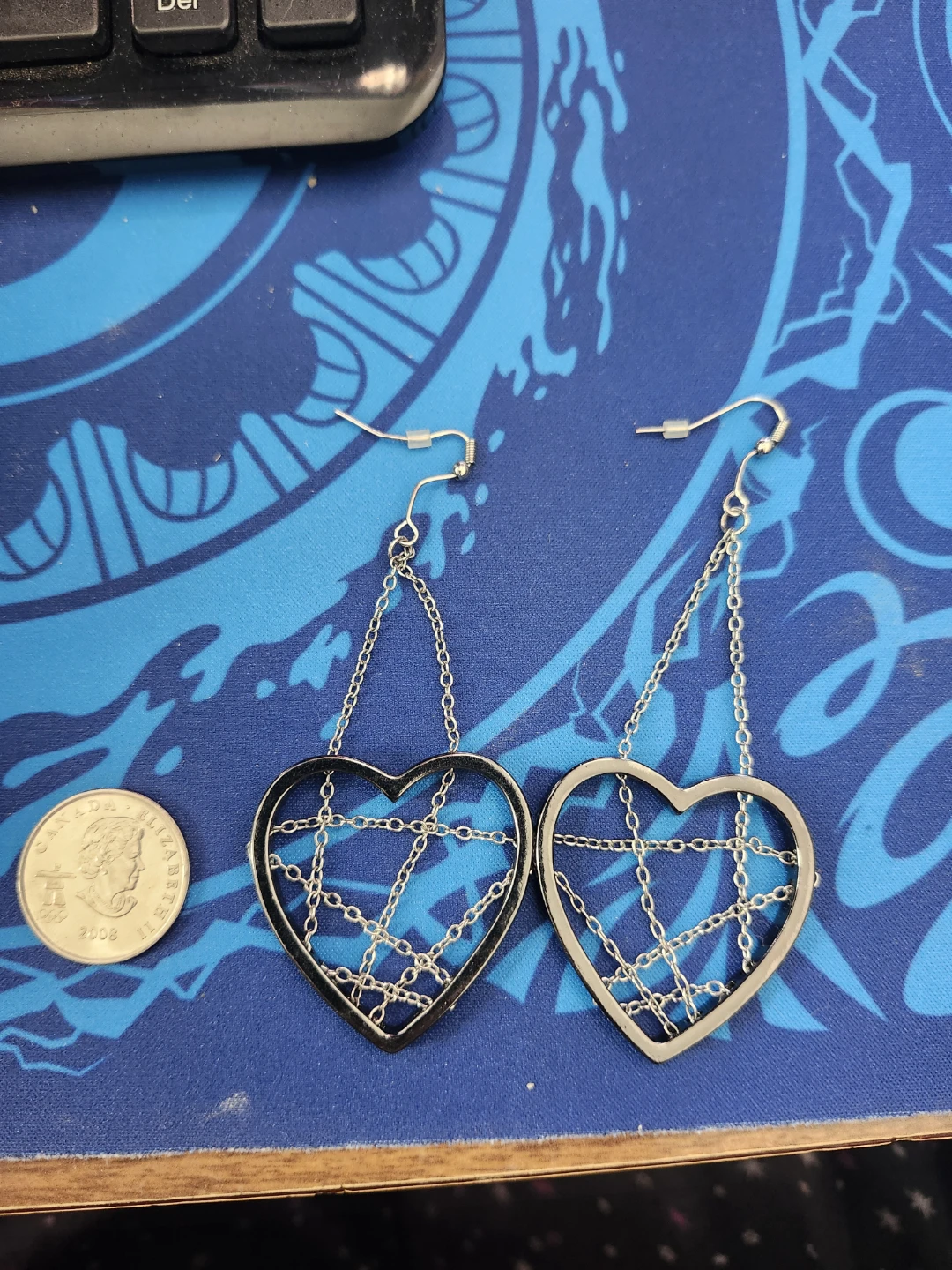 Silver-tone heart chain earrings