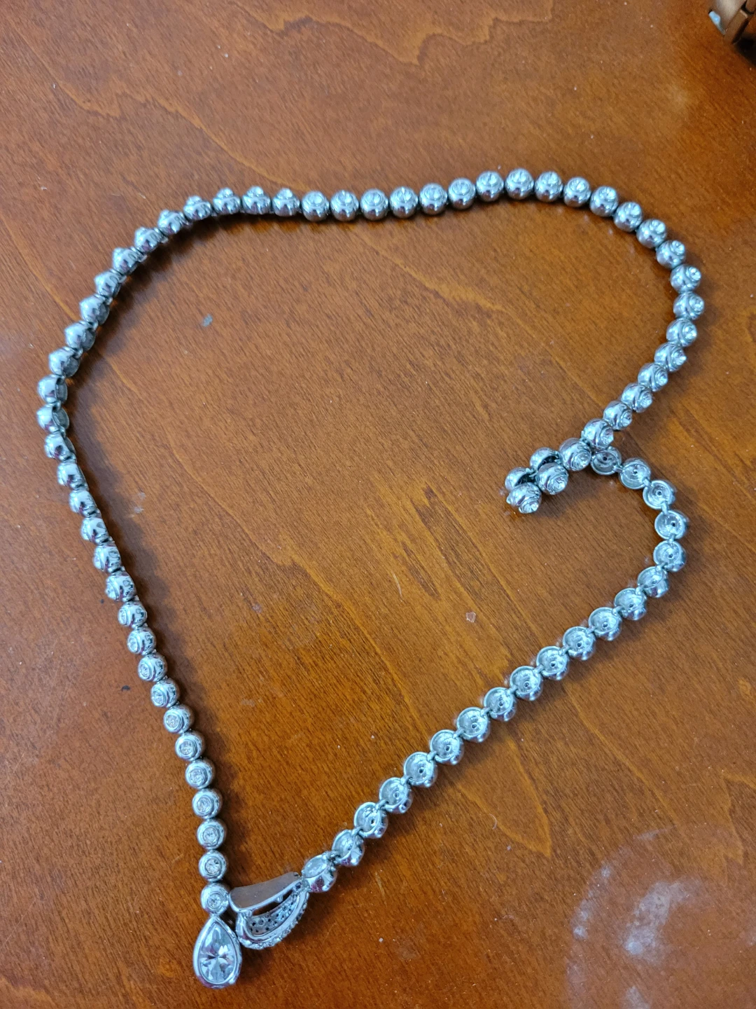 Sil🏈ver-tone Rhinestone Tennis Necklace