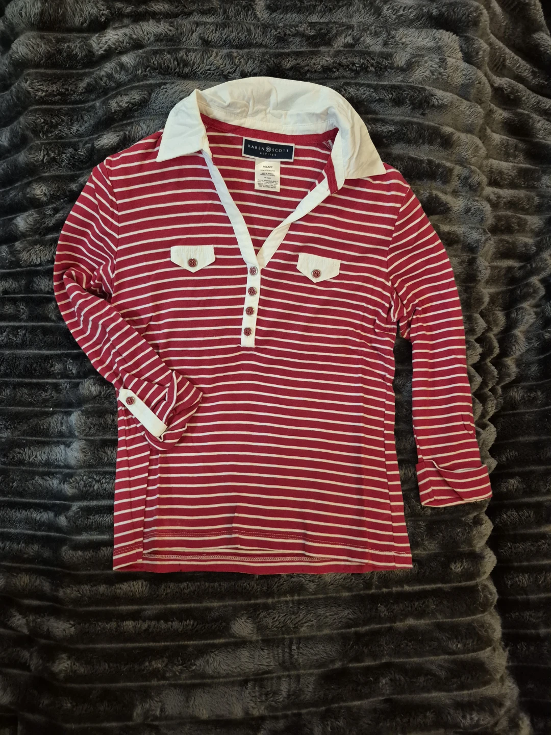 Karen Scott Petites Striped Top - Small