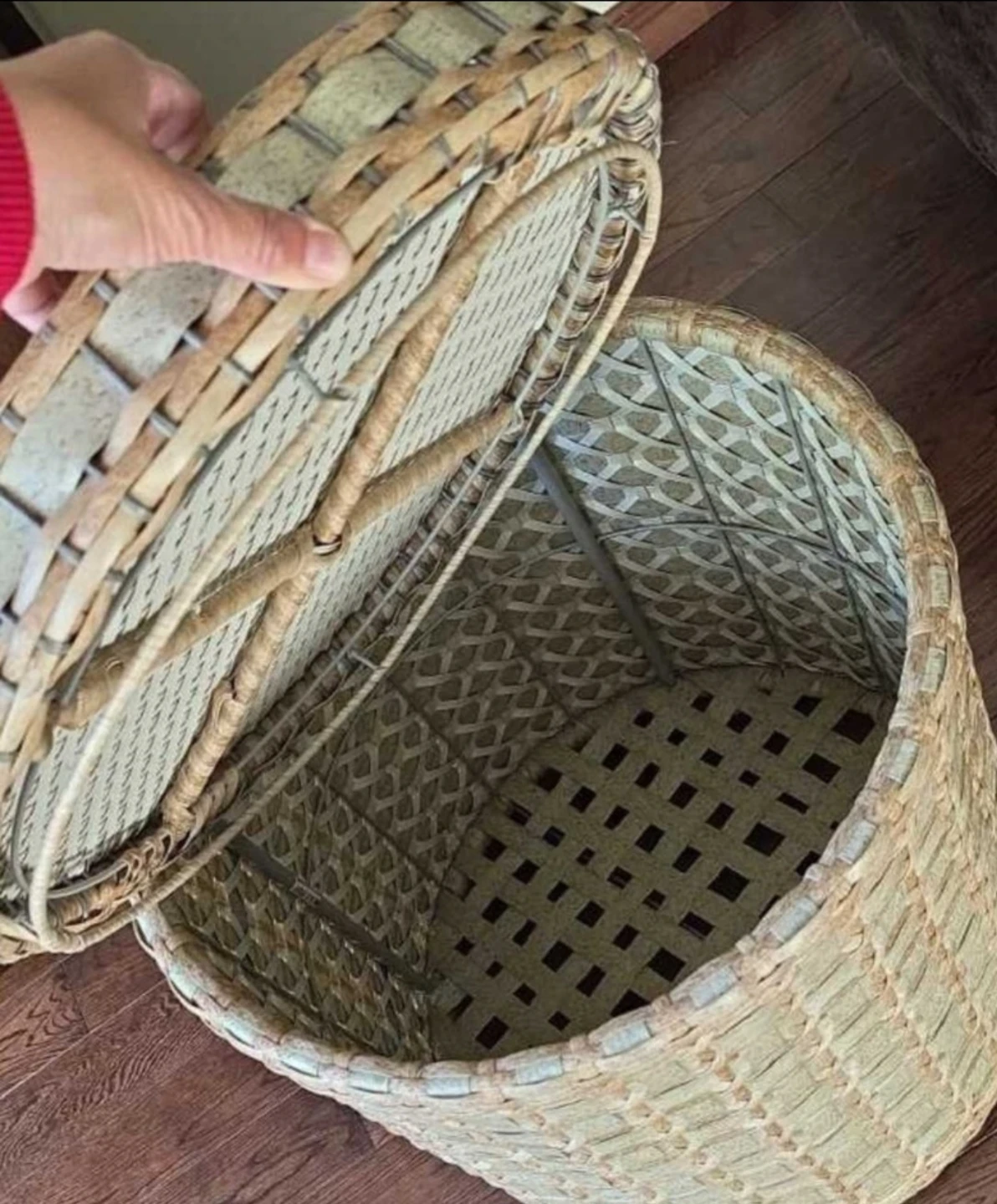Large Woven Storage Hamper with Lid & Metal Frame🏈 - photo 5