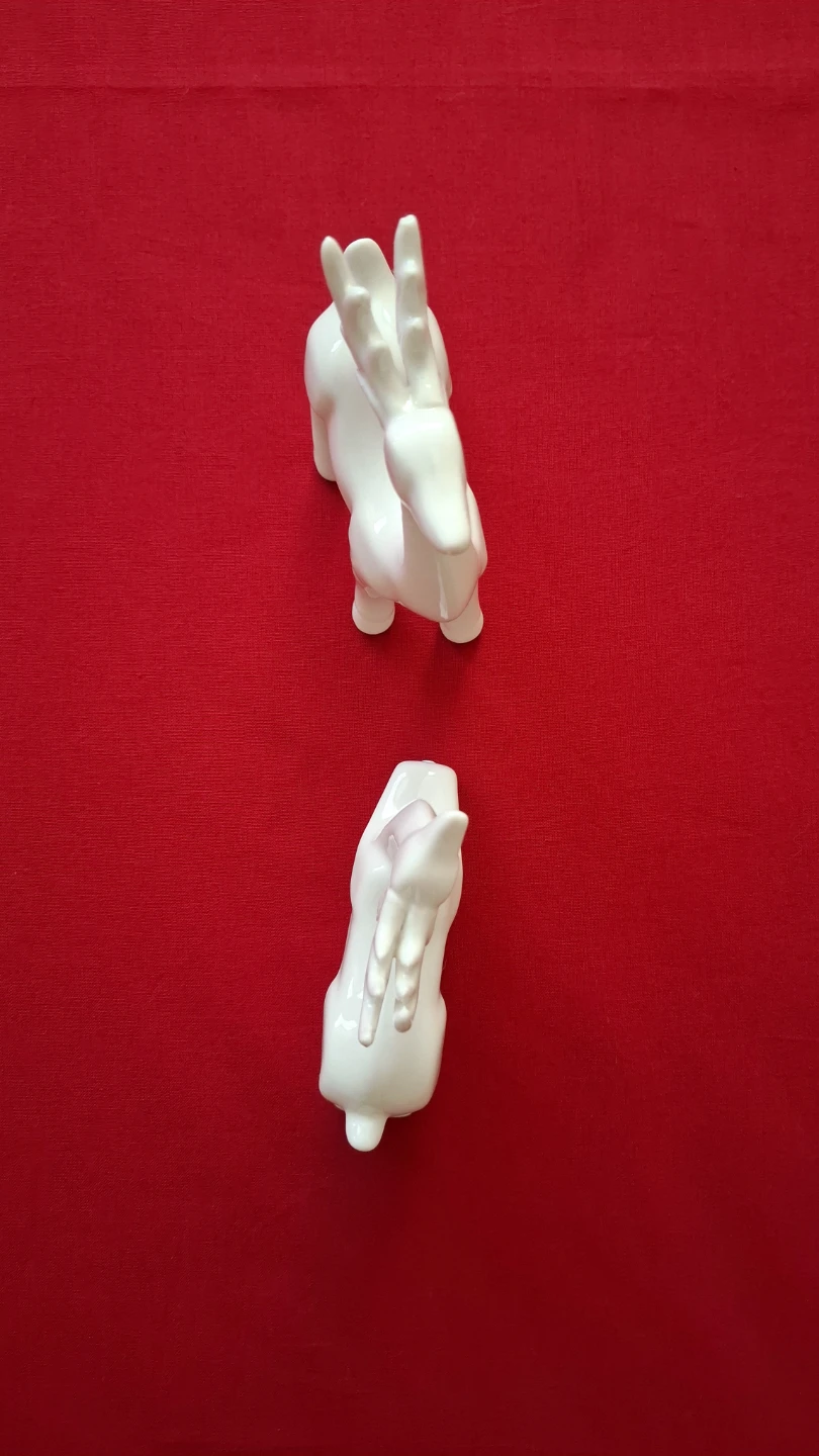 White Porcelain Reindeer Figurines (Set of 2) - photo 4