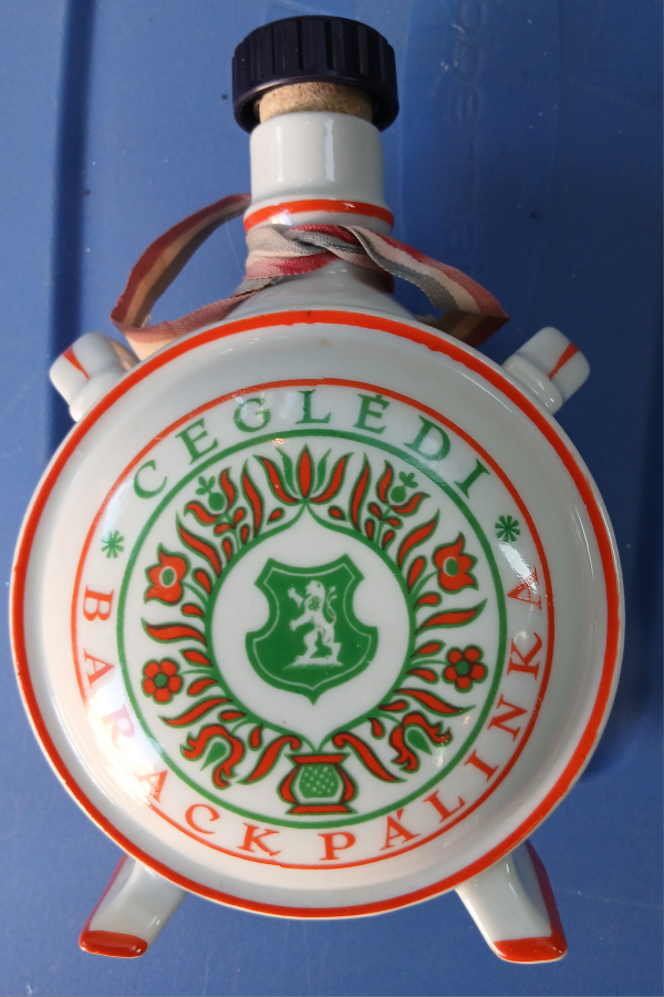 Vintage Cegledi Barack Palinka Ceramic Bottle