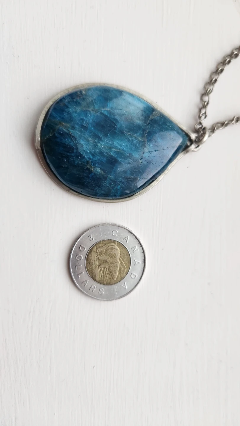 Blue Apatite Teardrop Pendant Necklace - photo 3