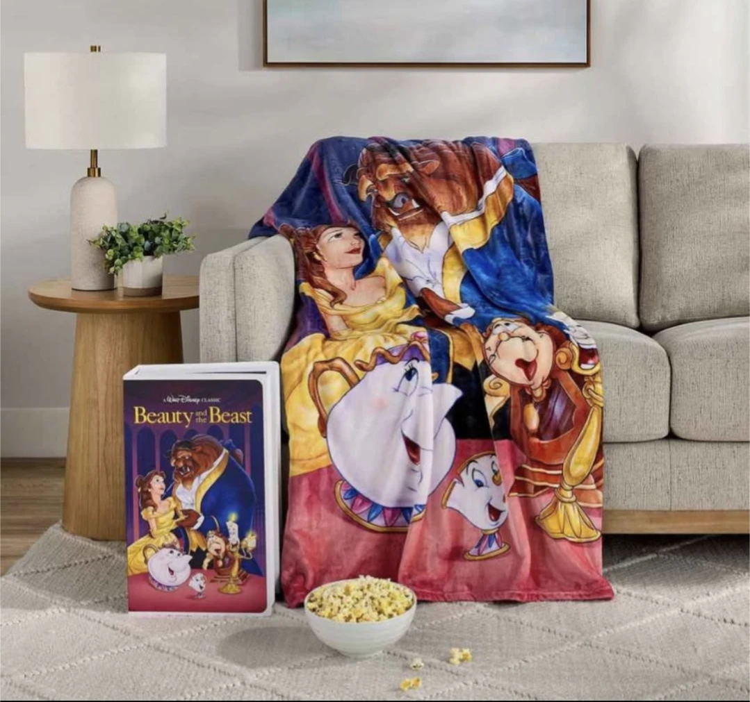 Disney Beauty and the Beast Plush VHS Throw