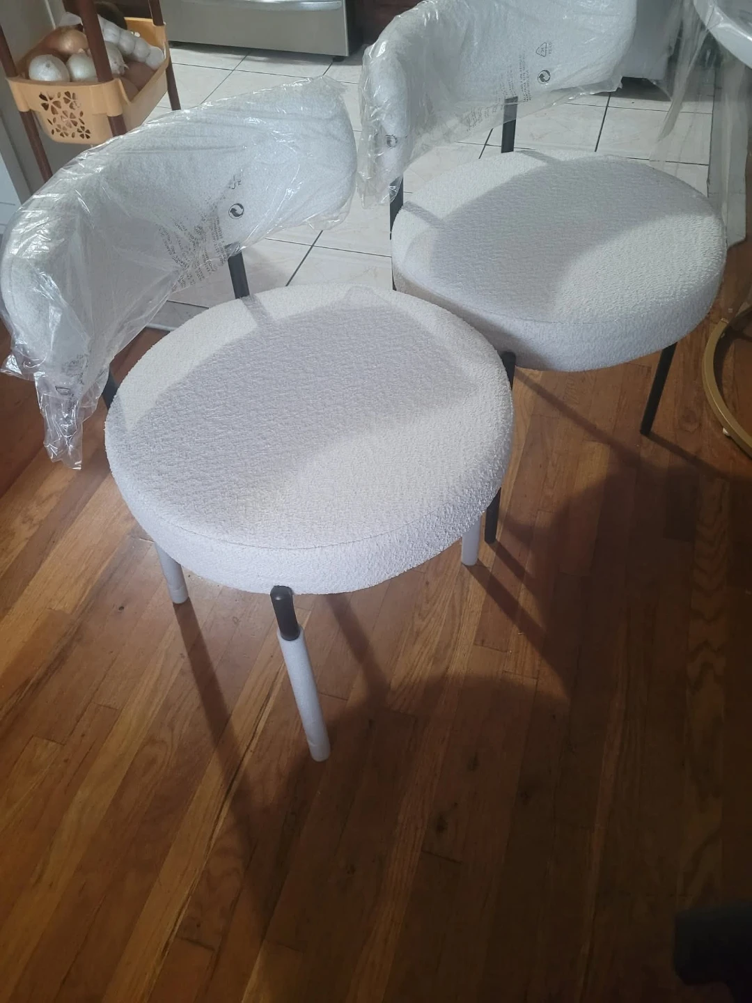 Set of Two Bouclé Dining Chairs