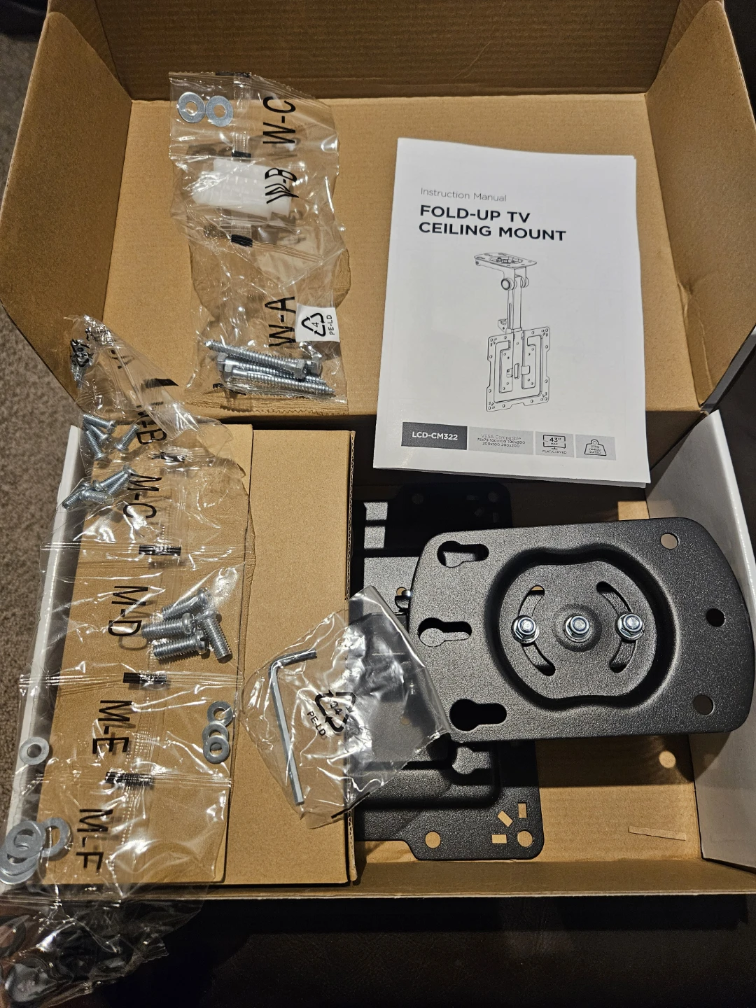 Brateck Fold-Up TV Ceiling Mount LCD-CM322