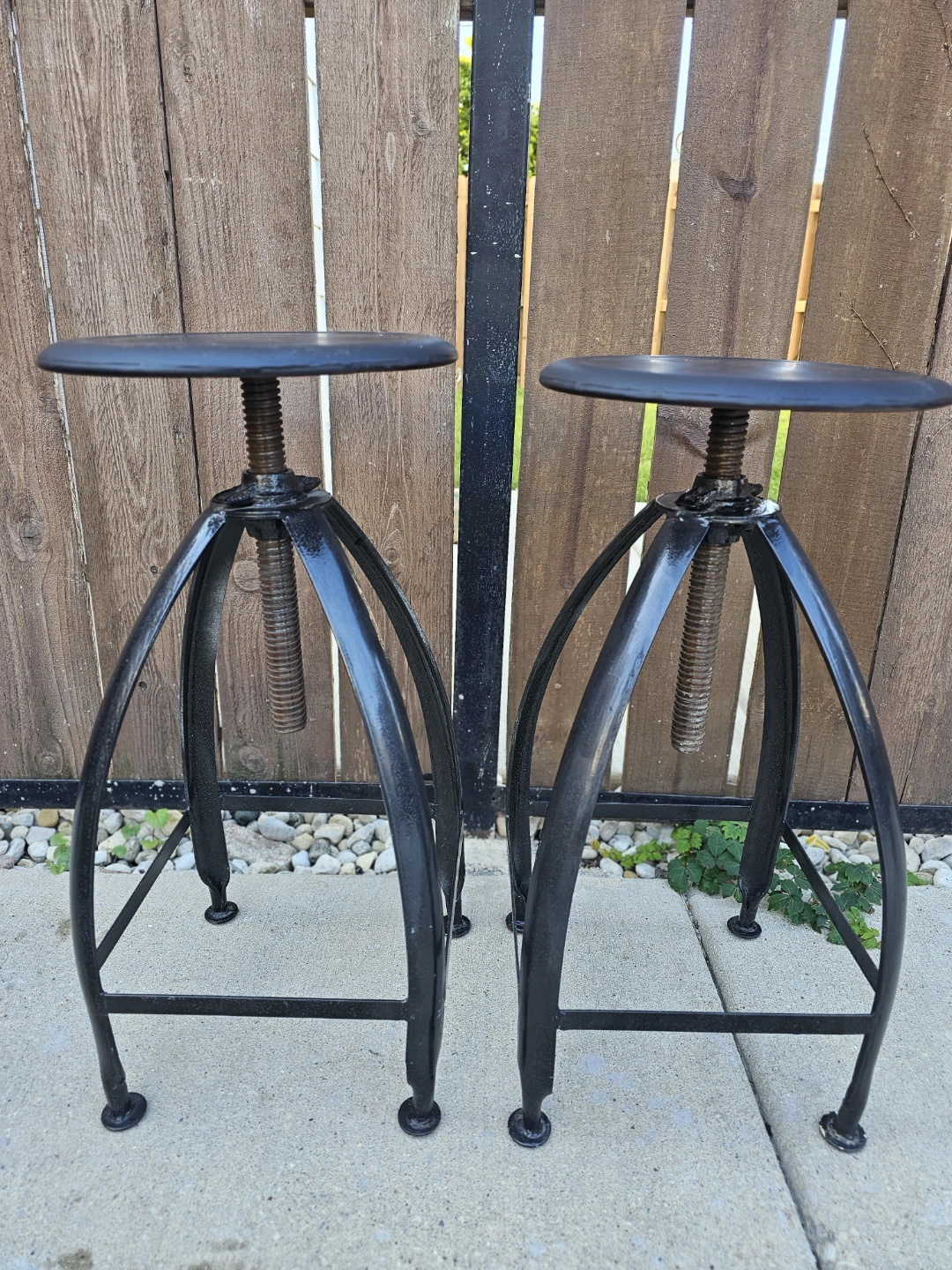 Industrial Fixed Metal Bar Stools – Set of 2 🏈