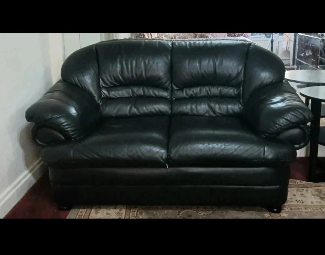 Black Leather Loveseat Sofa