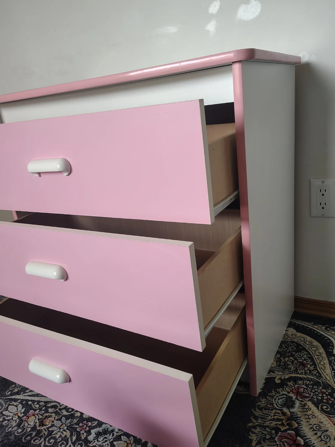 Pink and White Three-Drawer Dresser - photo 4