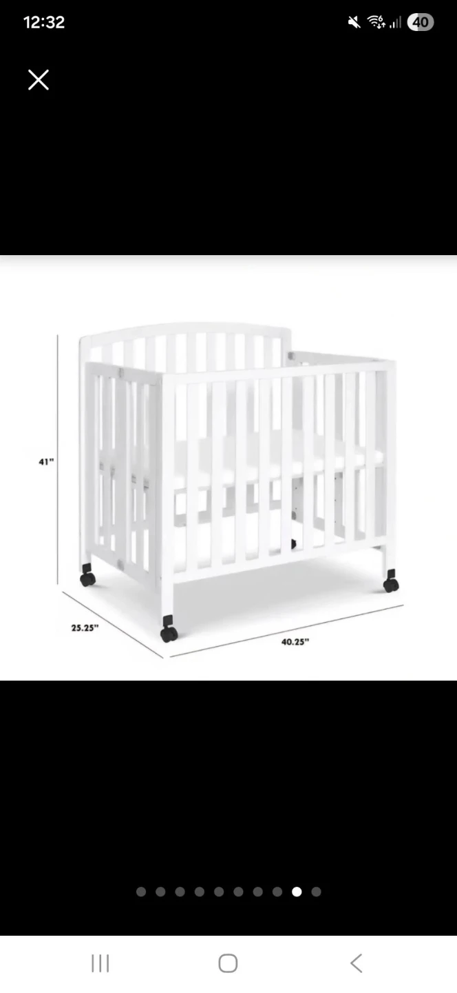 White Adjustable Folding Crib
