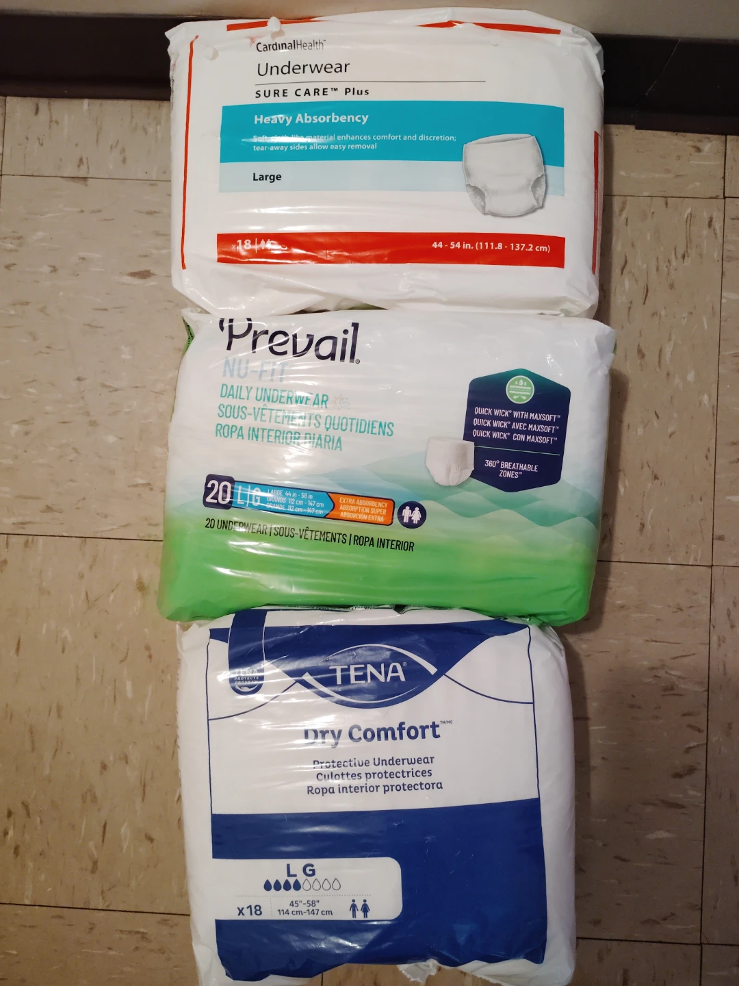 Assorted Size Large Adult Protective Underwear
