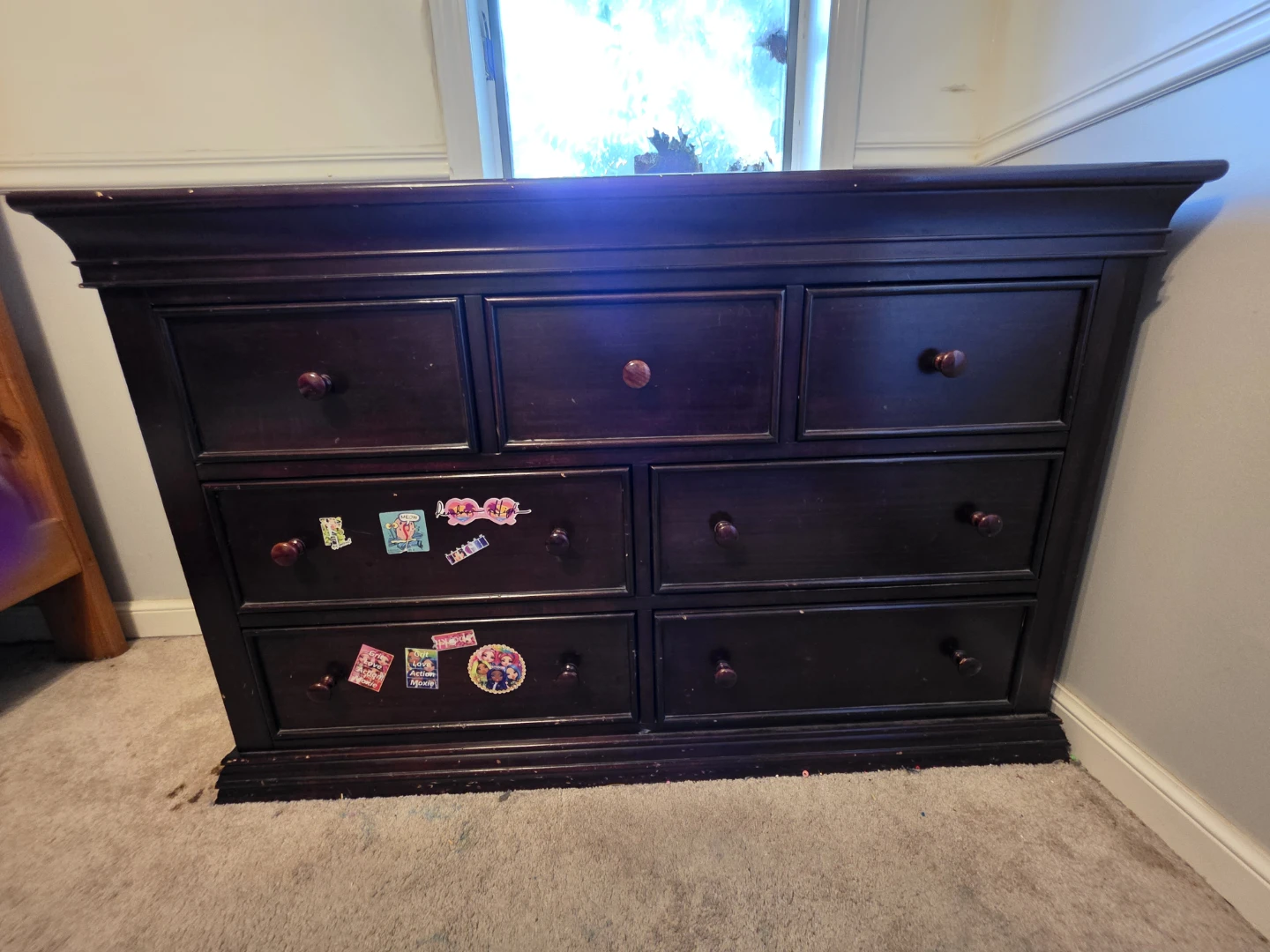 Dark Wood Dresser with 7 Drawers