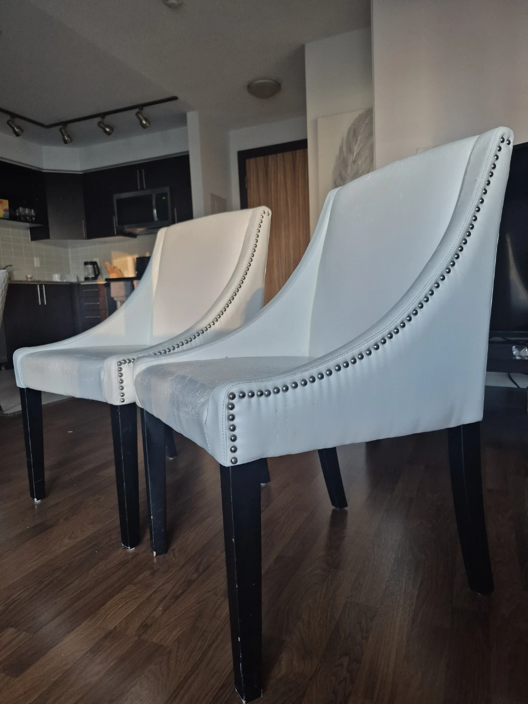 Matching cream colored dining chairs for sale