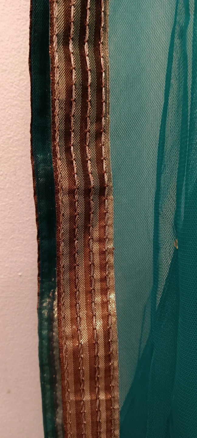 Teal Net Dupatta with Gold Trim - photo 4