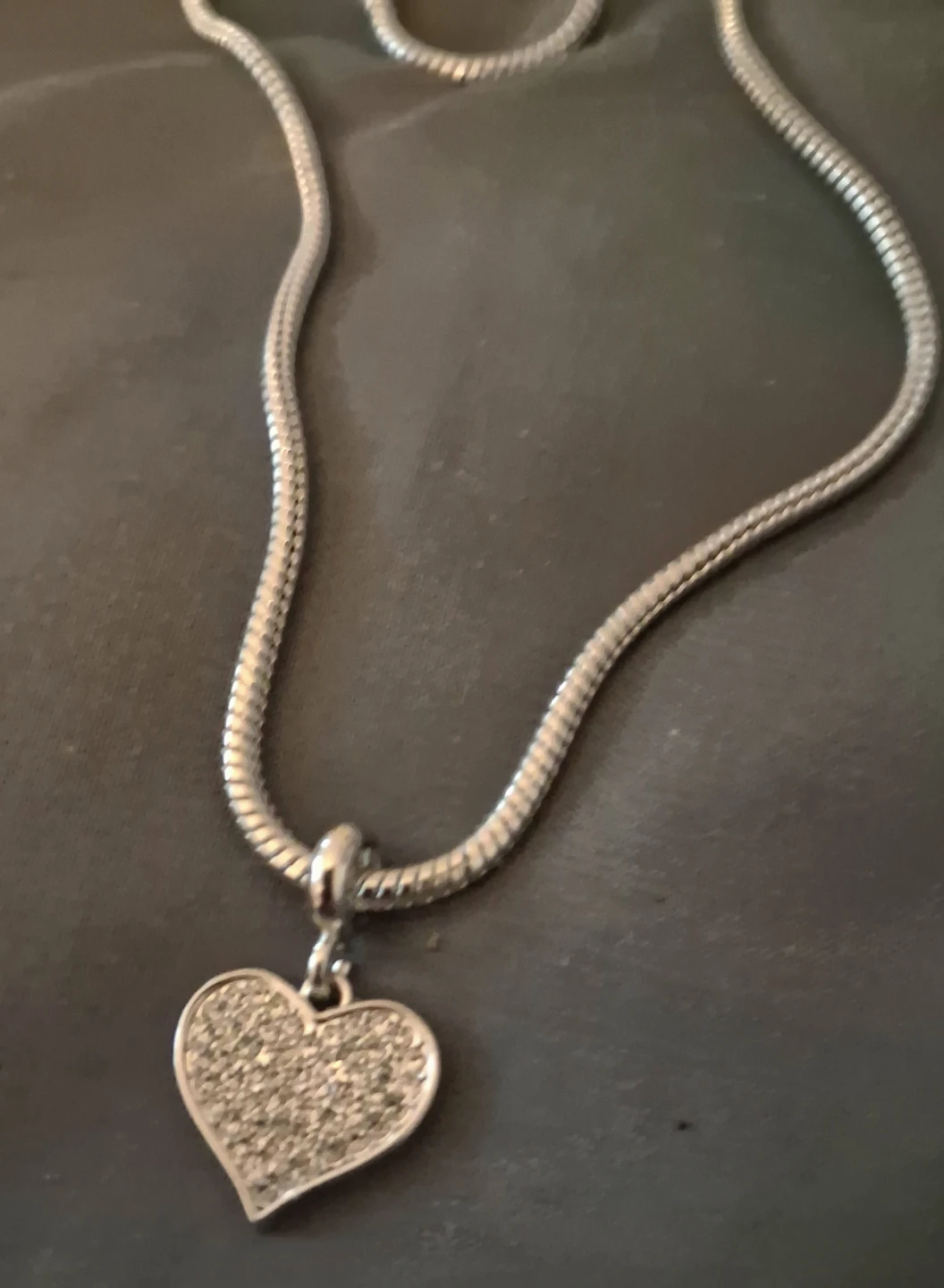 Silver Tone Heart Necklace and Bracelet Set - photo 2