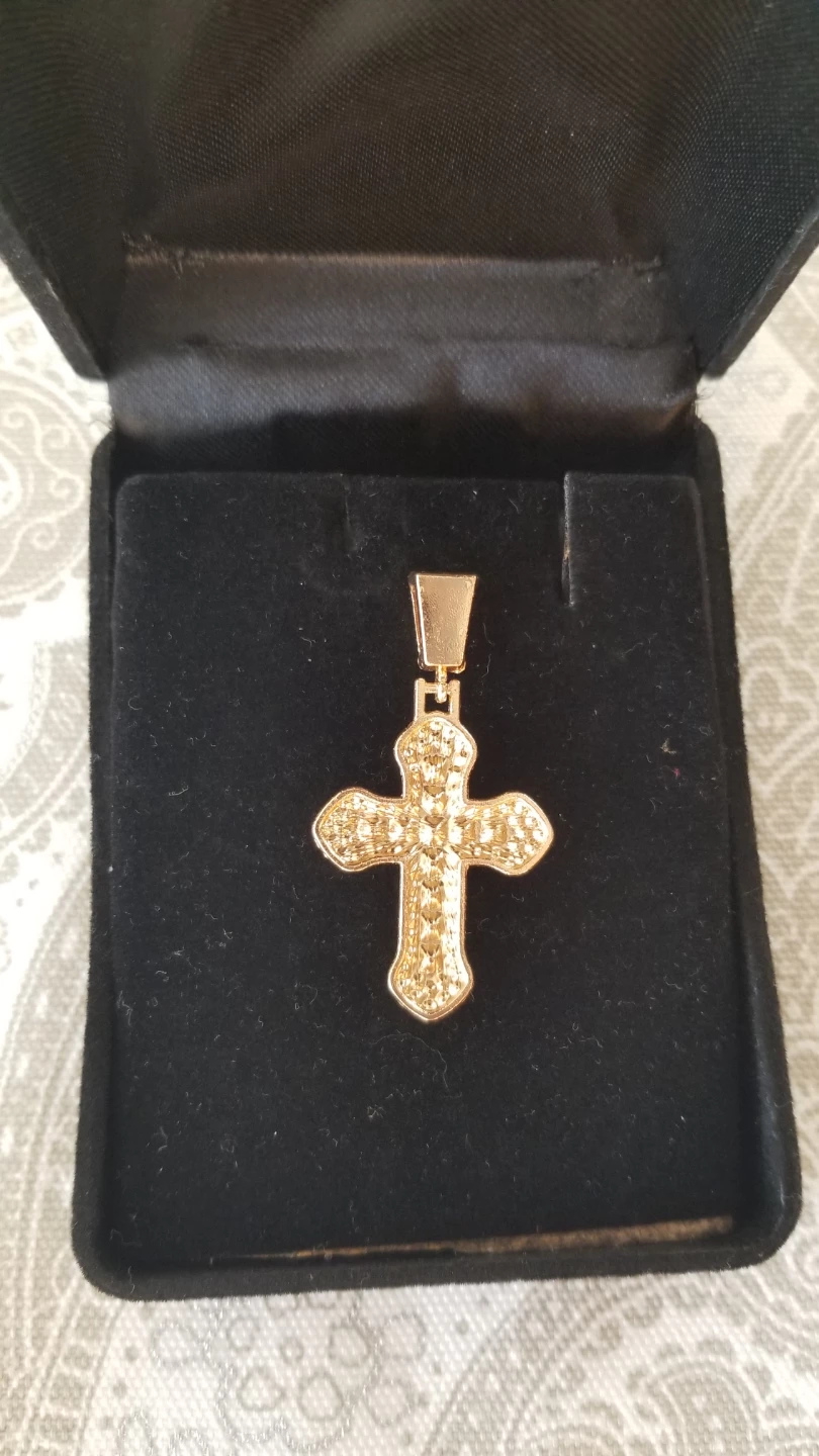 Gold-tone Pink Crystal Cross Pendant - photo 2